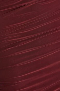 Wine Ruched Bodycon Midi Dress -Women Clothing Sales Store 00100035792 ZS