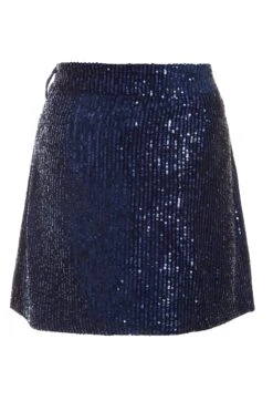 Navy Sequin Mini Skirt -Women Clothing Sales Store 00100035834 ZB