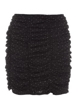 Black Diamante Mesh Mini Skirt 10 Black Diamante Mesh Mini Skirt -Women Clothing Sales Store 00100035837 ZB