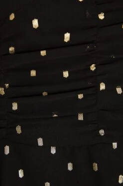 Black Chiffon Foil Tiered Mini Dress -Women Clothing Sales Store 00100035887 ZS