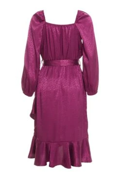 Petite Berry Satin Midaxi Dress -Women Clothing Sales Store 00100035906 ZB