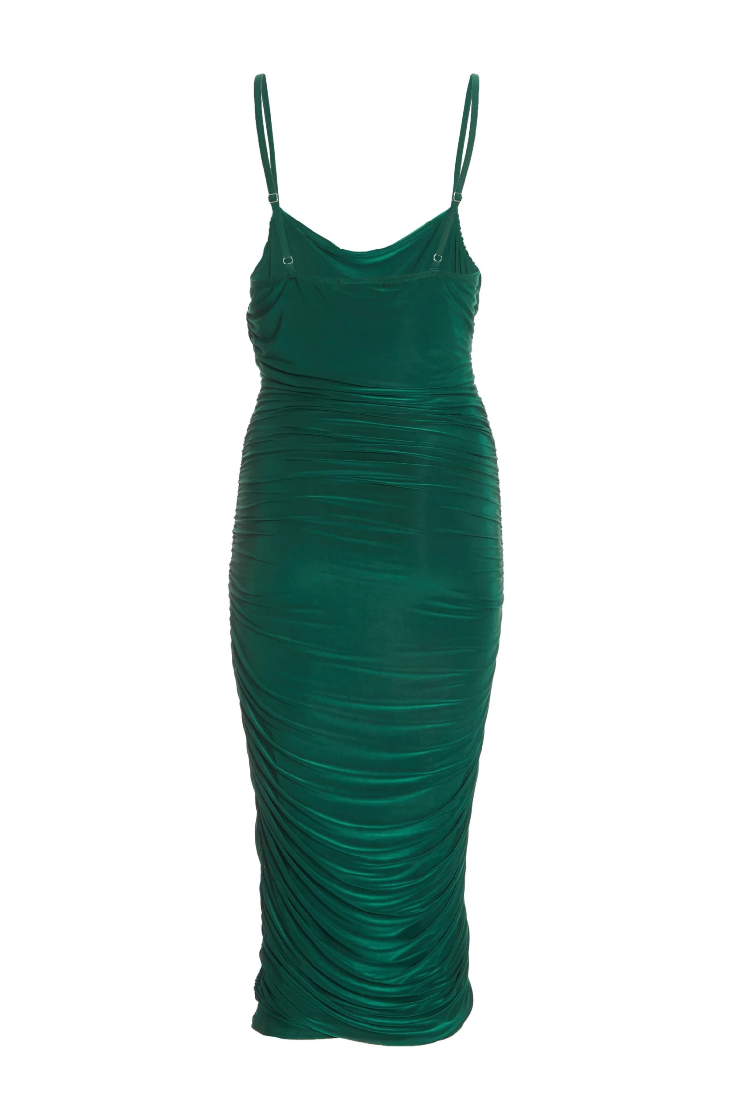 Bottle Green Ruched Bodycon Midi Dress 5 Bottle Green Ruched Bodycon Midi Dress - Image 5