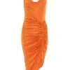 Petite Orange Ruched Midi Dress 12 Petite Orange Ruched Midi Dress -Women Clothing Sales Store 00100035910 ZM