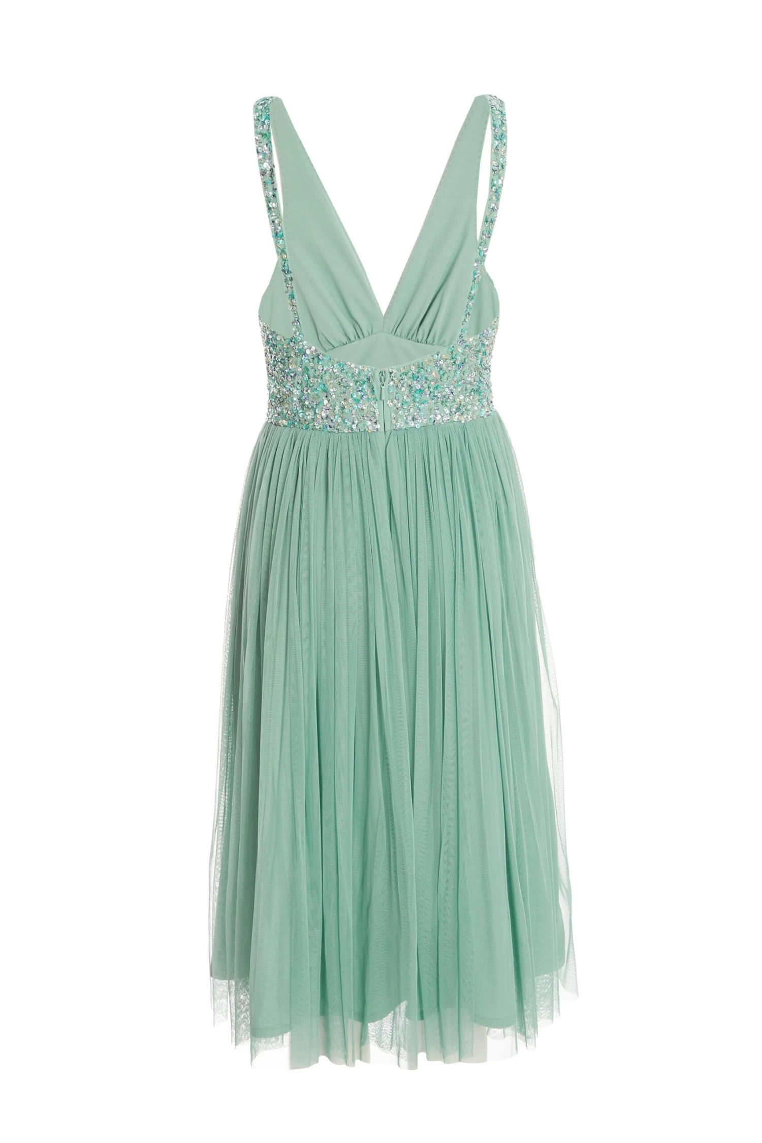 Green Sequin Tulle Midi Dress 5 Green Sequin Tulle Midi Dress - Image 5