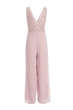 Pink Chiffon Embellished Palazzo Jumpsuit 10 Pink Chiffon Embellished Palazzo Jumpsuit -Women Clothing Sales Store 00100035924 ZB