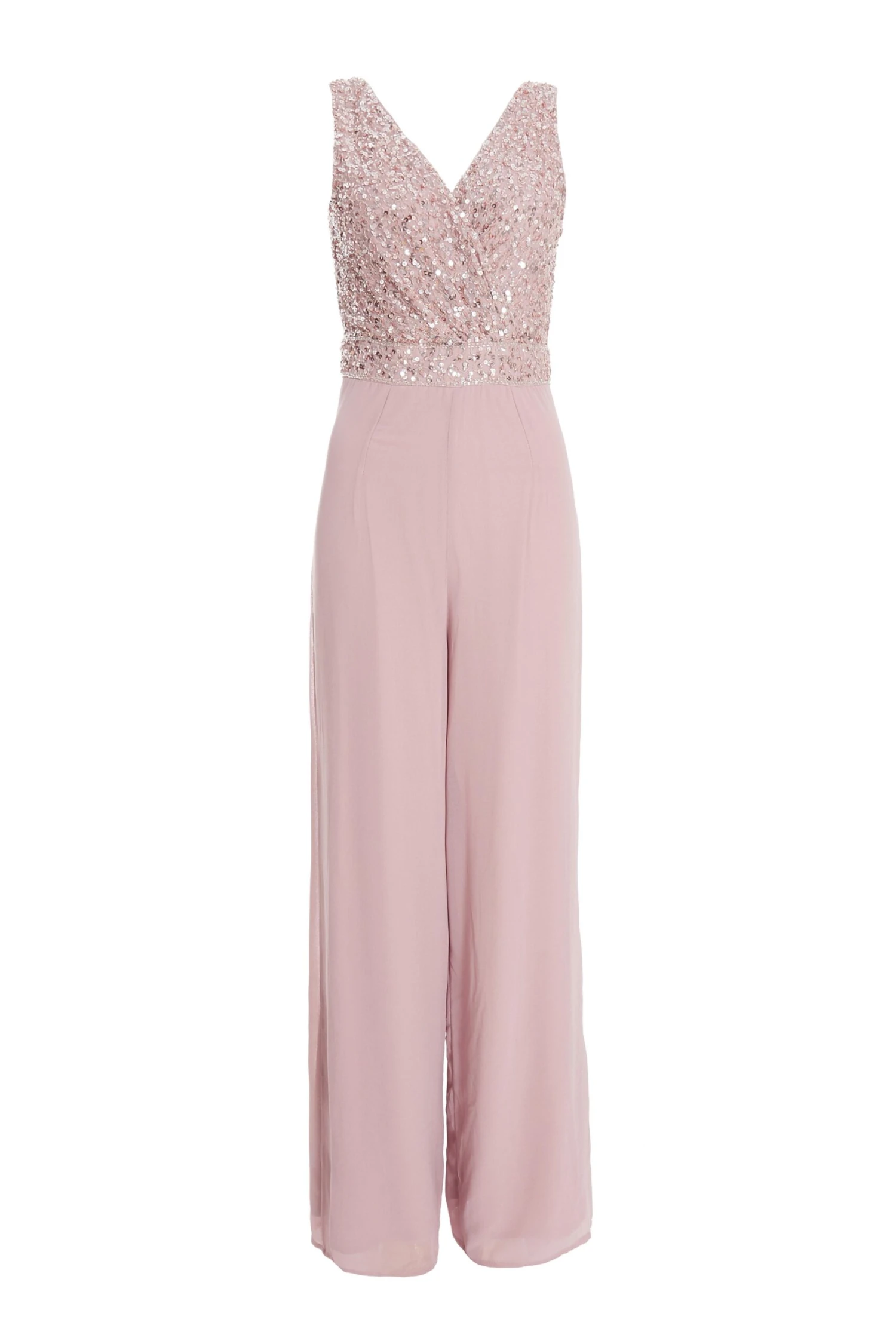 Pink Chiffon Embellished Palazzo Jumpsuit 1 Pink Chiffon Embellished Palazzo Jumpsuit