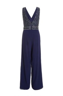 Navy Chiffon Embellished Palazzo Jumpsuit 10 Navy Chiffon Embellished Palazzo Jumpsuit -Women Clothing Sales Store 00100035925 ZB