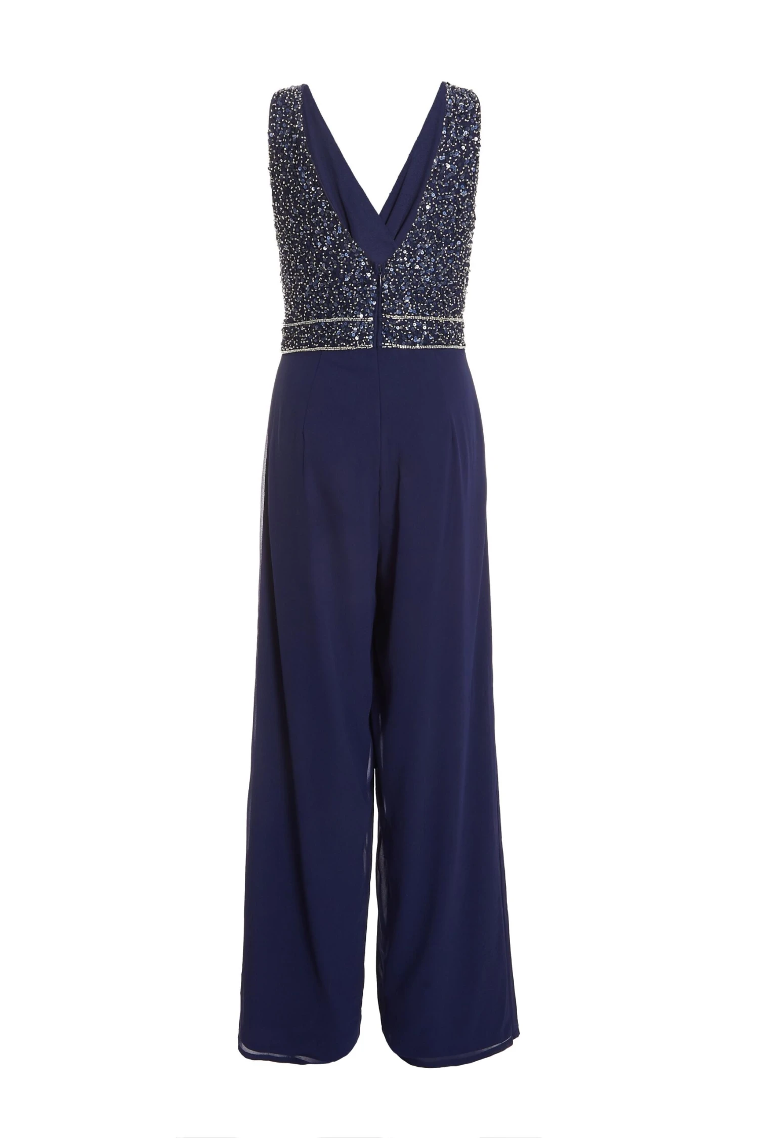 Navy Chiffon Embellished Palazzo Jumpsuit 5 Navy Chiffon Embellished Palazzo Jumpsuit - Image 5