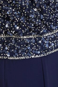 Navy Chiffon Embellished Palazzo Jumpsuit 11 Navy Chiffon Embellished Palazzo Jumpsuit -Women Clothing Sales Store 00100035925 ZS