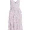 Lilac Sequin Tiered Midi Dress -Women Clothing Sales Store 00100035926 ZM
