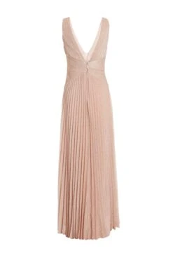 Nude Shimmer Pleated Maxi Dress 8 Nude Shimmer Pleated Maxi Dress -Women Clothing Sales Store 00100035934 ZB