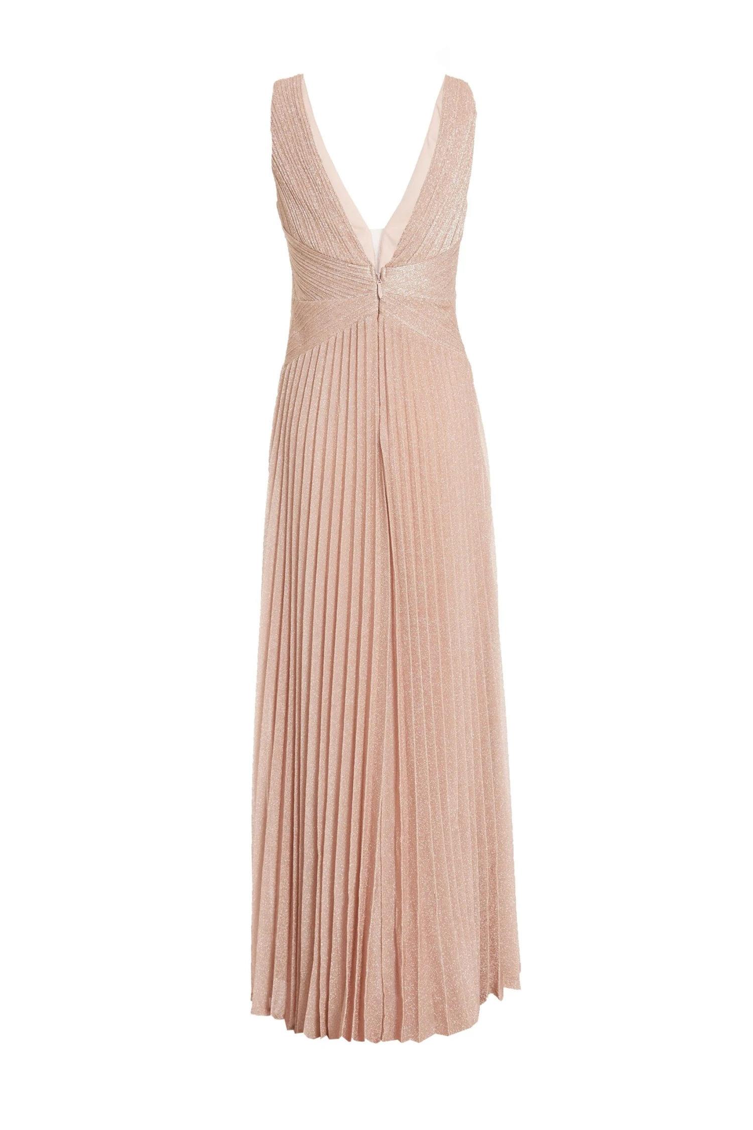 Nude Shimmer Pleated Maxi Dress 4 Nude Shimmer Pleated Maxi Dress - Image 4