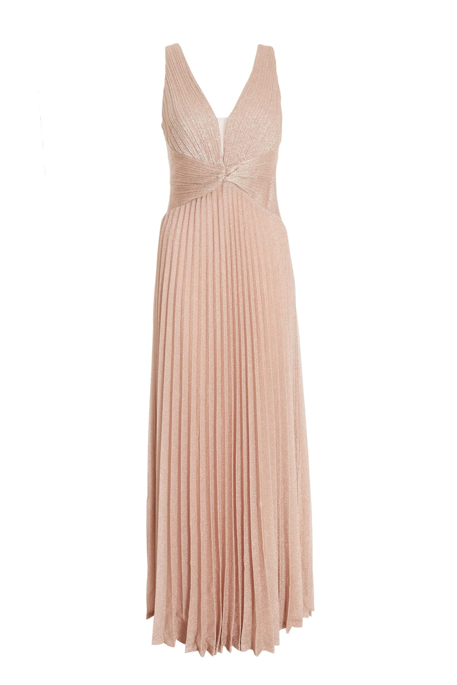 Nude Shimmer Pleated Maxi Dress 1 Nude Shimmer Pleated Maxi Dress