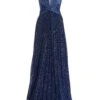 Navy Shimmer Pleated Maxi Dress -Women Clothing Sales Store 00100035935 ZM