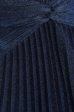 Navy Shimmer Pleated Maxi Dress -Women Clothing Sales Store 00100035935 ZS