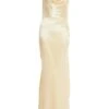 Champagne Satin Cross Back Maxi Dress