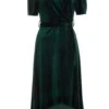 Bottle Green Velvet Wrap Midi Dress 12 Bottle Green Velvet Wrap Midi Dress -Women Clothing Sales Store 00100036005 ZM