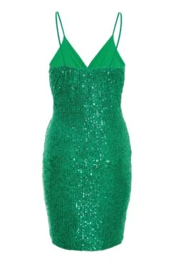 Green Sequin Wrap Mini Dress 10 Green Sequin Wrap Mini Dress -Women Clothing Sales Store 00100036006 ZB