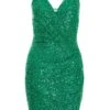Green Sequin Wrap Mini Dress 13 Green Sequin Wrap Mini Dress -Women Clothing Sales Store 00100036006 ZM