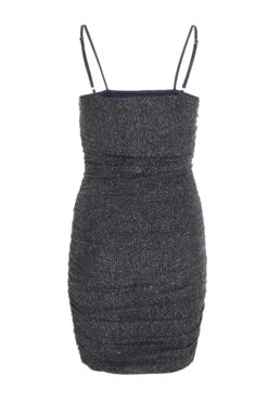 Grey Glitter Ruched Bodycon Mini Dress -Women Clothing Sales Store 00100036013 ZB