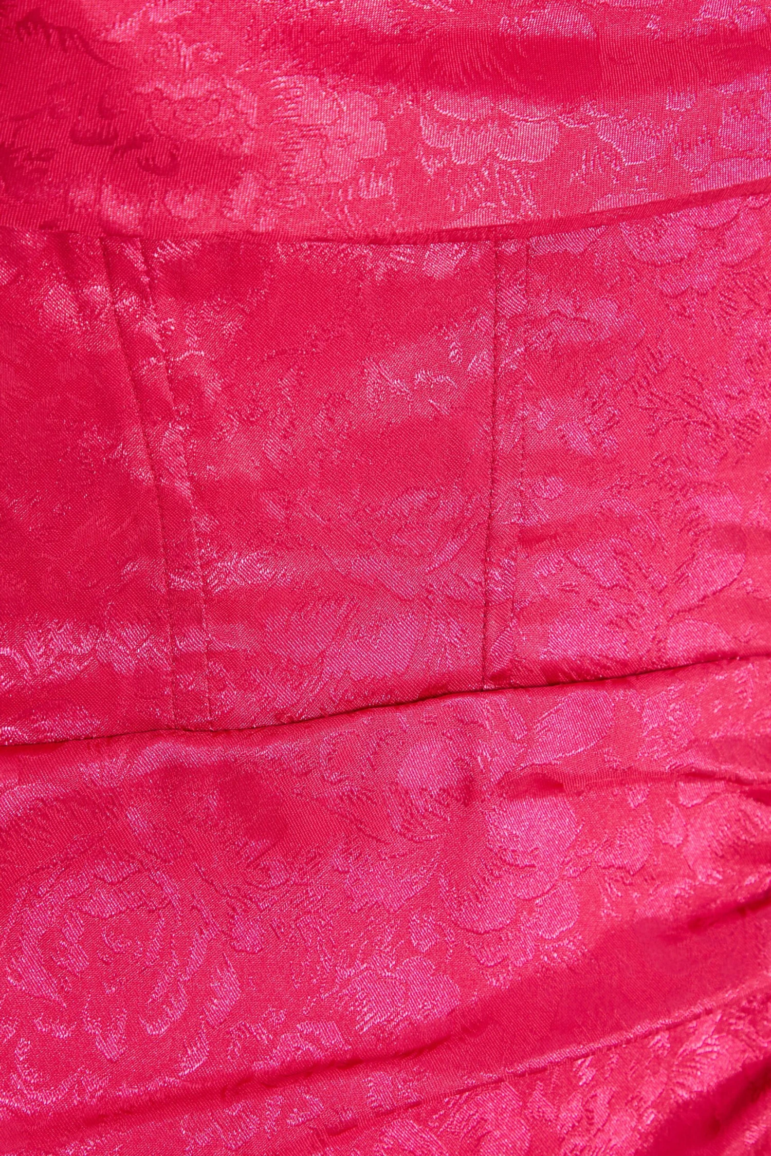 Petite Pink Satin Jacquard Floral Ruched Dress 6 Petite Pink Satin Jacquard Floral Ruched Dress - Image 6