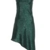 Petite Bottle Green Satin Jacquard Floral Midi Dress -Women Clothing Sales Store 00100036027 ZM