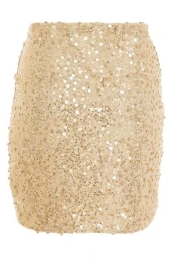Gold Sequin Mini Skirt 10 Gold Sequin Mini Skirt -Women Clothing Sales Store 00100036035 ZB