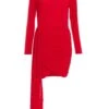 Red Ruched Drape Mini Dress -Women Clothing Sales Store 00100036049 ZM