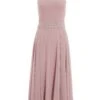 Pink Embellished Chiffon High Neck Midaxi Dress -Women Clothing Sales Store 00100036088 ZM