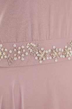 Pink Embellished Chiffon High Neck Midaxi Dress 11 Pink Embellished Chiffon High Neck Midaxi Dress -Women Clothing Sales Store 00100036088 ZS