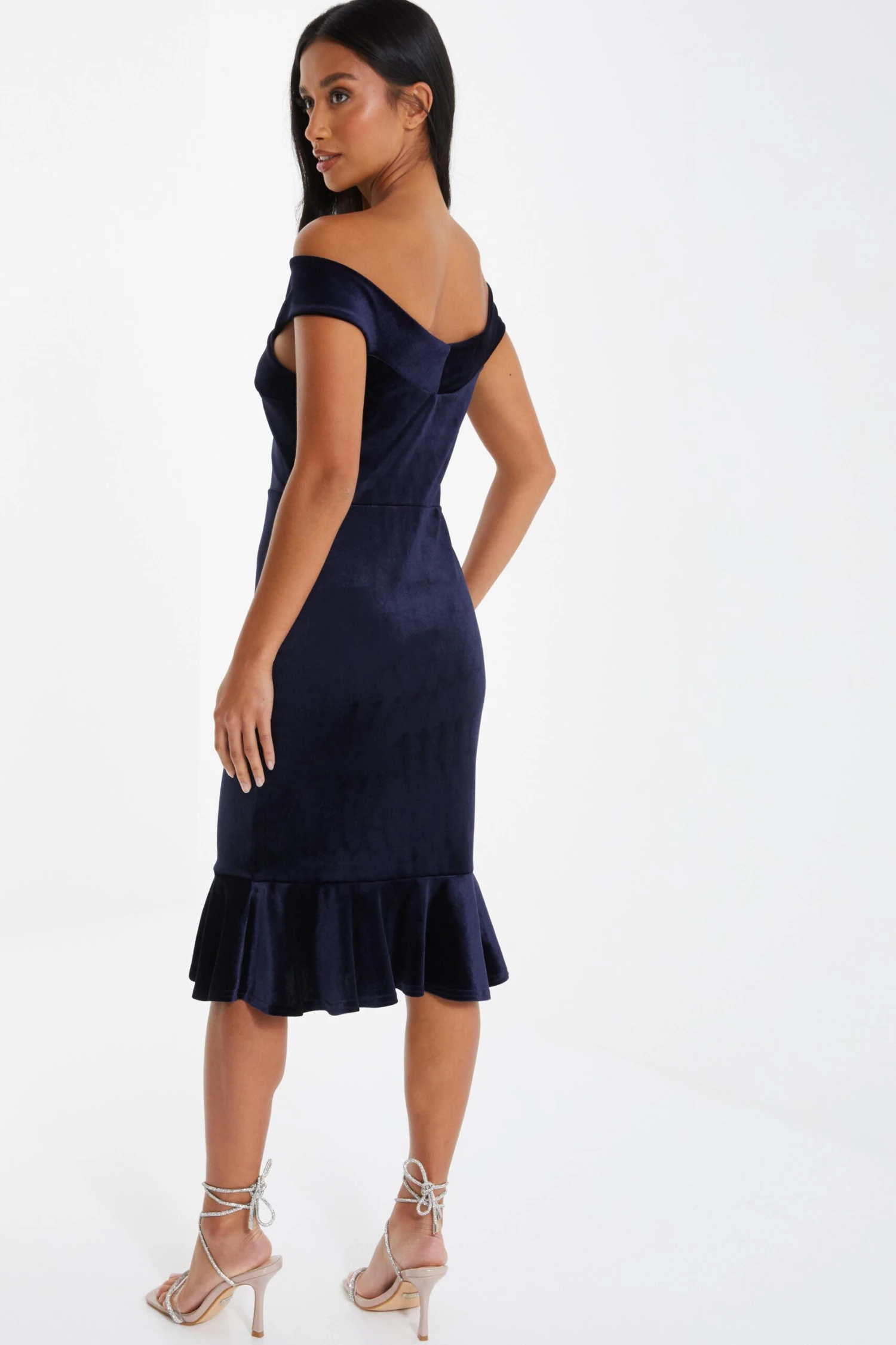 Petite Royal Blue Velvet Midi Dress 3 Petite Royal Blue Velvet Midi Dress - Image 3