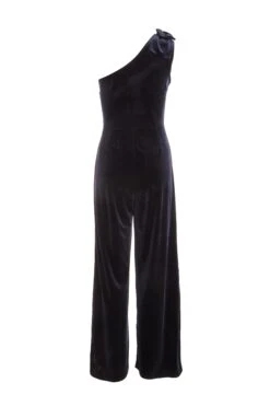Petite Navy Velvet Bow Palazzo Jumpsuit -Women Clothing Sales Store 00100036108 ZB