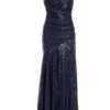 Petite Navy Sequin Ruched Maxi Dress