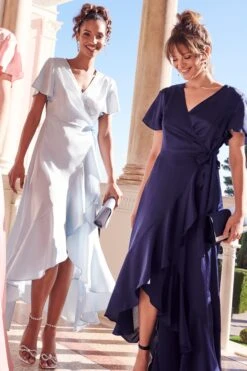 Navy Satin Wrap Maxi Dress 7 Navy Satin Wrap Maxi Dress -Women Clothing Sales Store 00100036141 XM