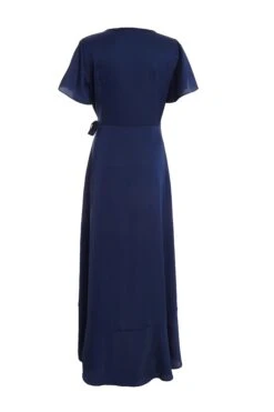 Navy Satin Wrap Maxi Dress 10 Navy Satin Wrap Maxi Dress -Women Clothing Sales Store 00100036141 ZB
