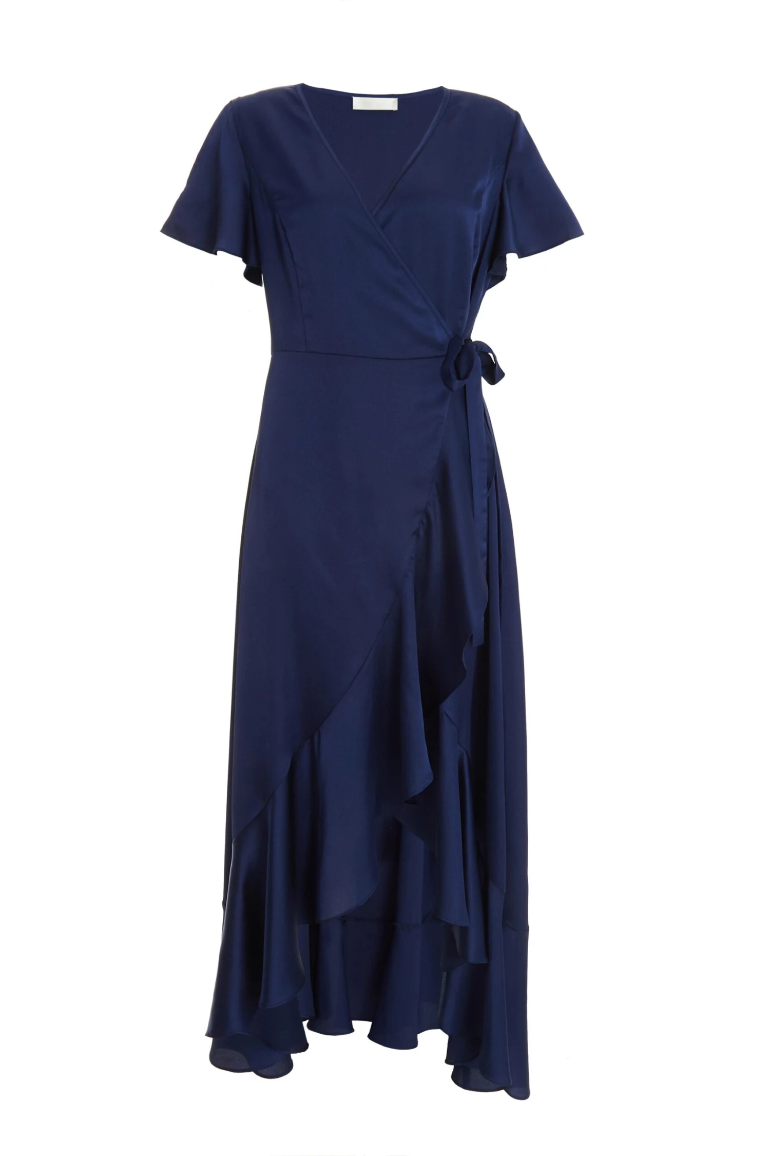 Navy Satin Wrap Maxi Dress 1 Navy Satin Wrap Maxi Dress