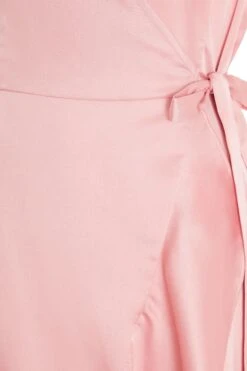 Pink Satin Wrap Maxi Dress -Women Clothing Sales Store 00100036142 ZS
