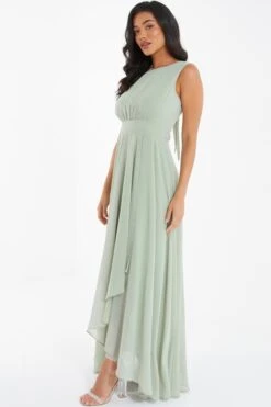 Sage Chiffon Backless Maxi Dress -Women Clothing Sales Store 00100036146 XS