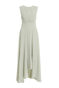 Sage Chiffon Backless Maxi Dress