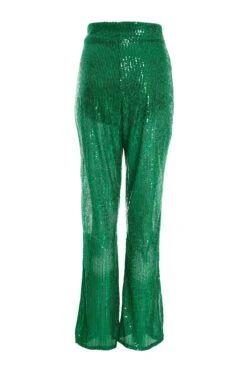 Green Sequin Palazzo Trousers 10 Green Sequin Palazzo Trousers -Women Clothing Sales Store 00100036166 ZB
