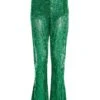 Green Sequin Palazzo Trousers -Women Clothing Sales Store 00100036166 ZM