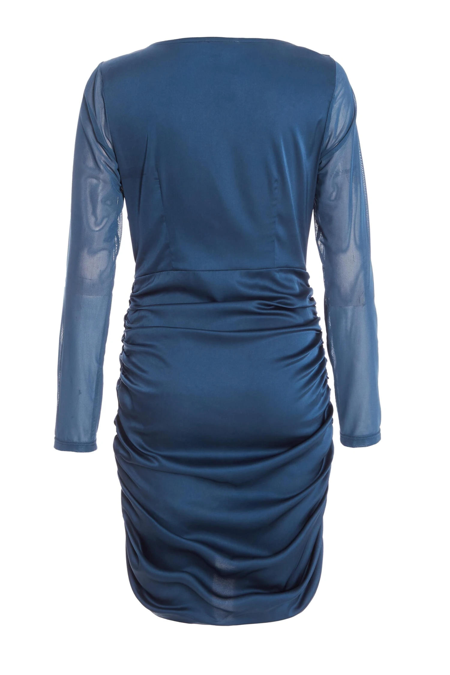 Blue Satin Ruched Mini Dress 5 Blue Satin Ruched Mini Dress - Image 5