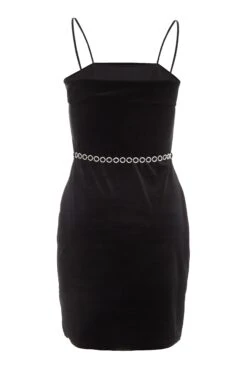 Black Velvet Diamante Mini Dress 10 Black Velvet Diamante Mini Dress -Women Clothing Sales Store 00100036172 ZB