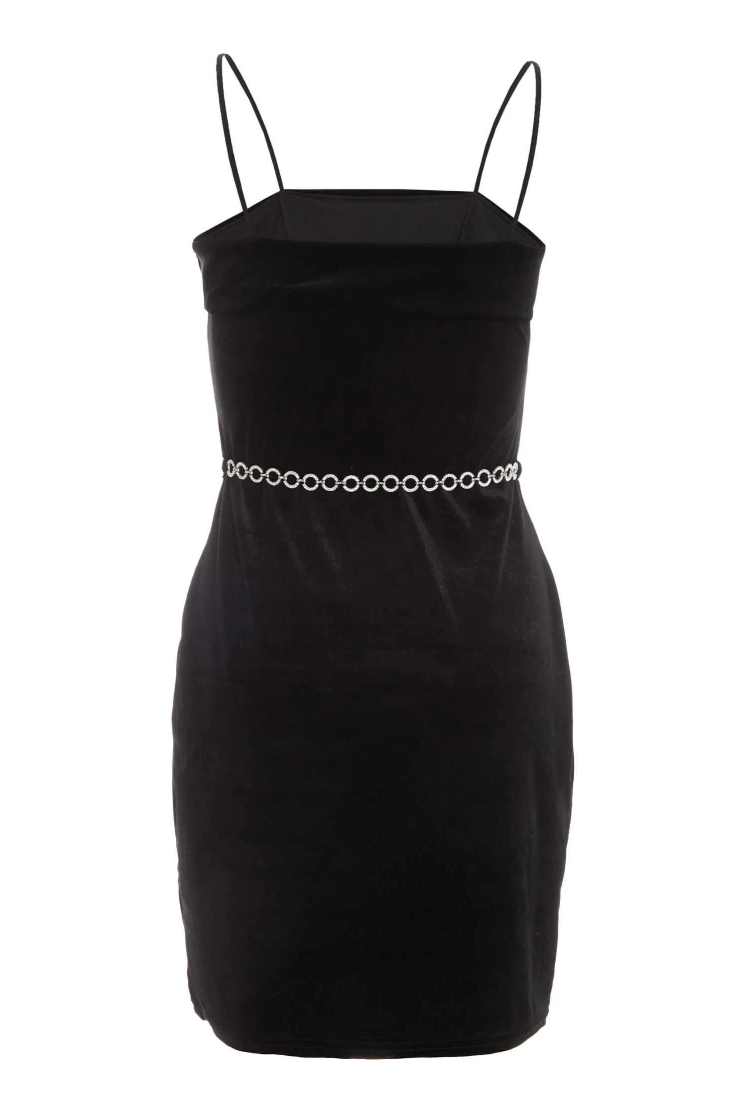 Black Velvet Diamante Mini Dress 5 Black Velvet Diamante Mini Dress - Image 5