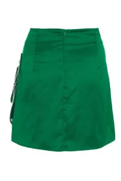 Green Satin Bow Mini Skirt 10 Green Satin Bow Mini Skirt -Women Clothing Sales Store 00100036176 ZB