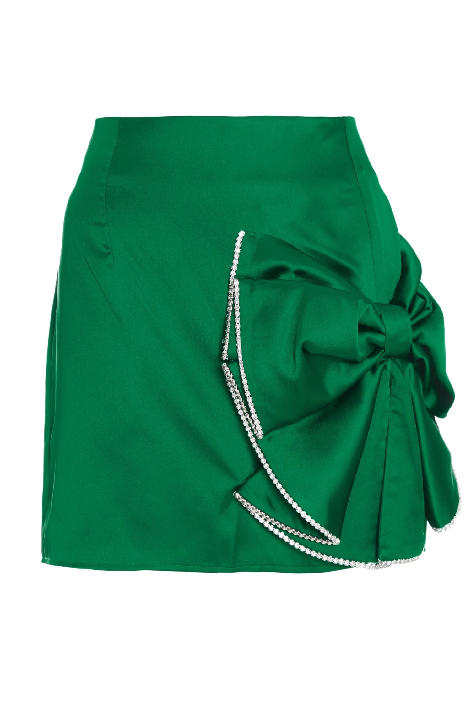 Green Satin Bow Mini Skirt 1 Green Satin Bow Mini Skirt