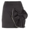 Black Satin Bow Mini Skirt -Women Clothing Sales Store 00100036177 ZM