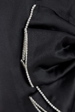 Black Satin Bow Mini Dress -Women Clothing Sales Store 00100036179 ZS