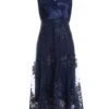 Navy Embroidered Dip Hem Dress 12 Navy Embroidered Dip Hem Dress -Women Clothing Sales Store 00100036183 ZM
