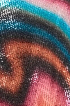 Multicoloured Sequin Marble Print Mini Skirt -Women Clothing Sales Store 00100036199 ZS